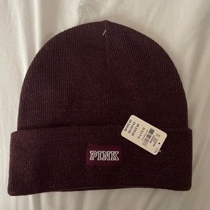 Victoria’s Secret PINK Sparkly Burgundy Beanie